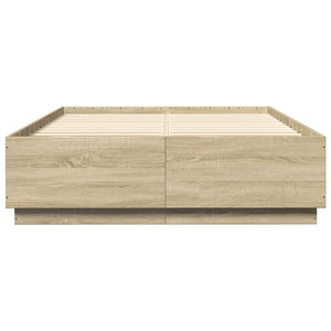 vidaXL Bed Frame with LED Sonoma Oak 120x200 cm Engineered Wood
