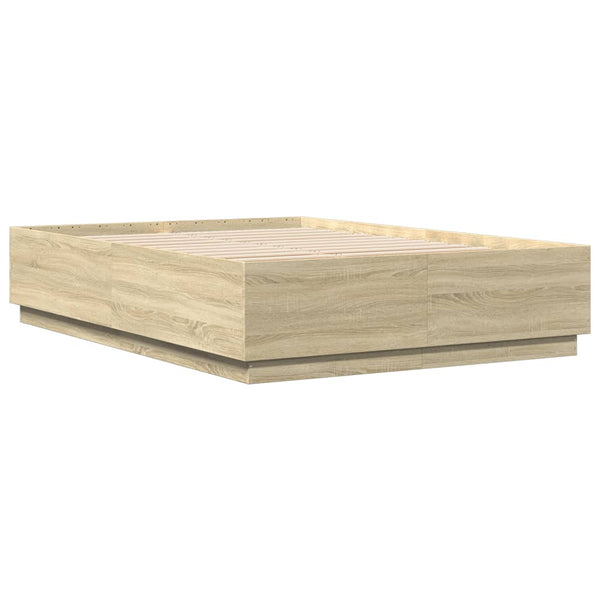 vidaXL Bed Frame with LED Sonoma Oak 120x200 cm Engineered Wood