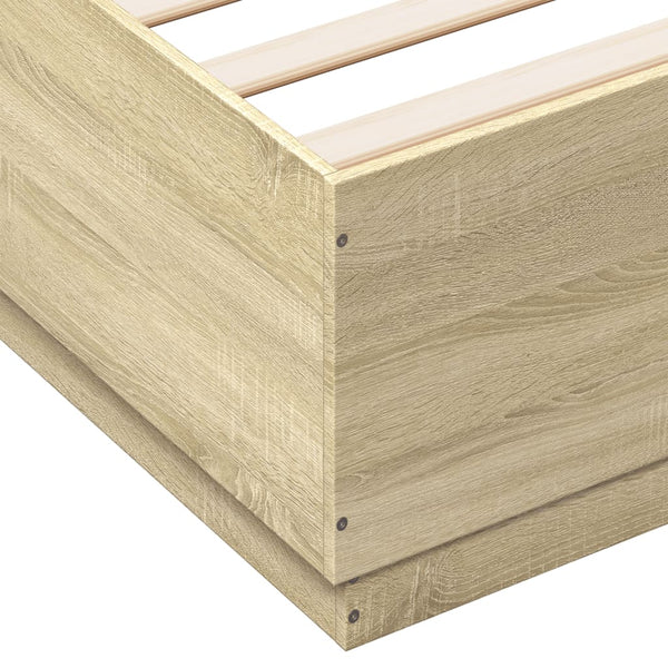 vidaXL Bed Frame with LED Sonoma Oak 120x200 cm Engineered Wood
