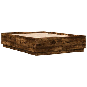 vidaXL Bed Frame with LED Smoked Oak 120x200cm Engineered Wood
