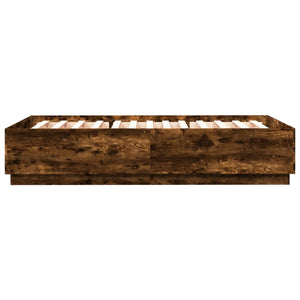 vidaXL Bed Frame with LED Smoked Oak 120x200cm Engineered Wood