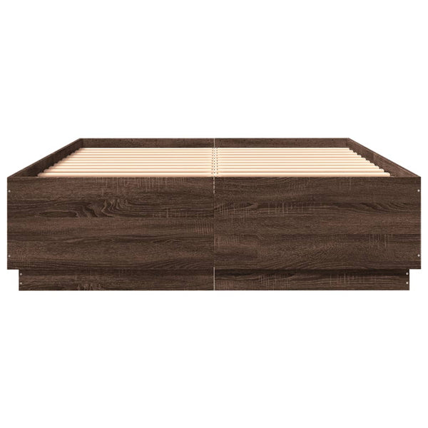 vidaXL LED Bed Frame Brown Oak-Look 120x200 cm Engineered Wood