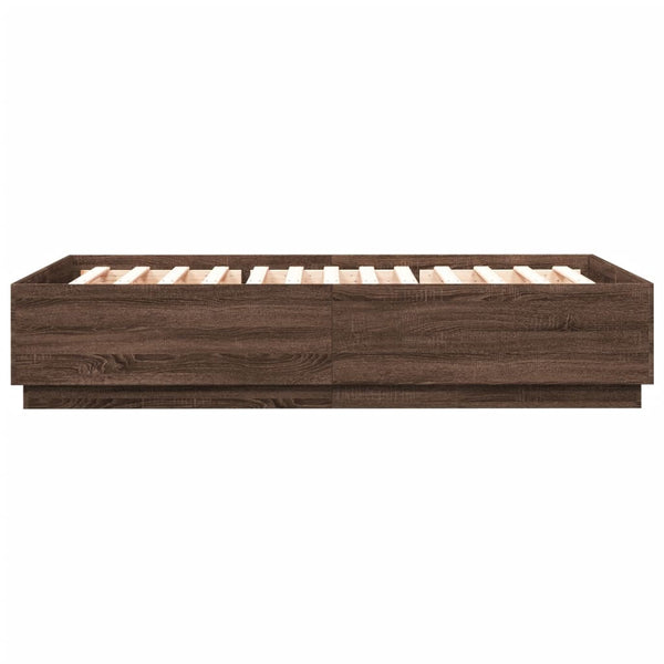 vidaXL LED Bed Frame Brown Oak-Look 120x200 cm Engineered Wood