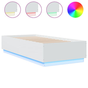 vidaXL LED Bed Frame White 100x200 cm Engineered Wood
