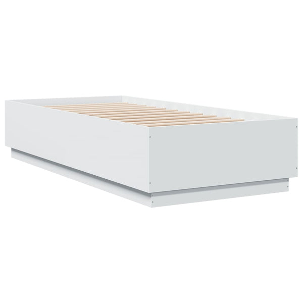 vidaXL LED Bed Frame White 100x200 cm Engineered Wood