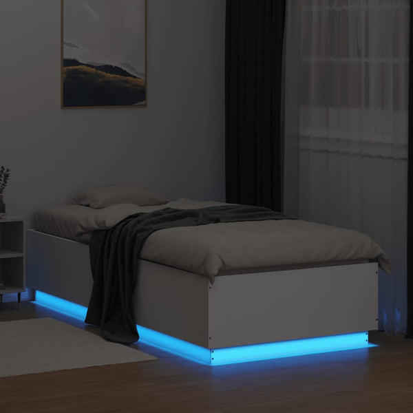 vidaXL LED Bed Frame White 100x200 cm Engineered Wood