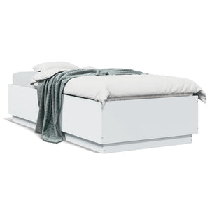 vidaXL LED Bed Frame White 100x200 cm Engineered Wood