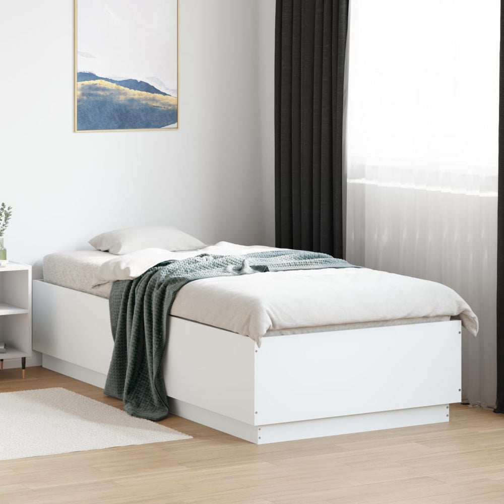 vidaXL LED Bed Frame White 100x200 cm Engineered Wood