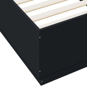 vidaXL LED Bed Frame Black 100x200 cm Engineered Wood