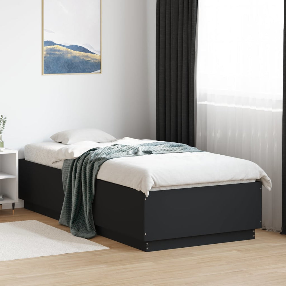 vidaXL LED Bed Frame Black 100x200 cm Engineered Wood