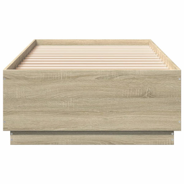 vidaXL Bed Frame with LED Sonoma Oak 100x200 cm Engineered Wood