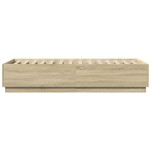 vidaXL Bed Frame with LED Sonoma Oak 100x200 cm Engineered Wood