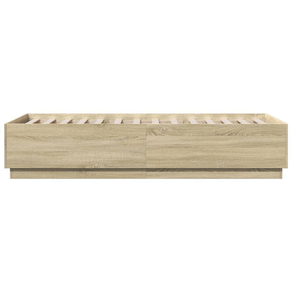 vidaXL Bed Frame with LED Sonoma Oak 100x200 cm Engineered Wood