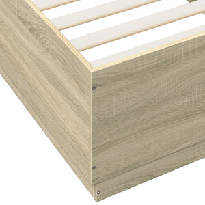 vidaXL Bed Frame with LED Sonoma Oak 100x200 cm Engineered Wood