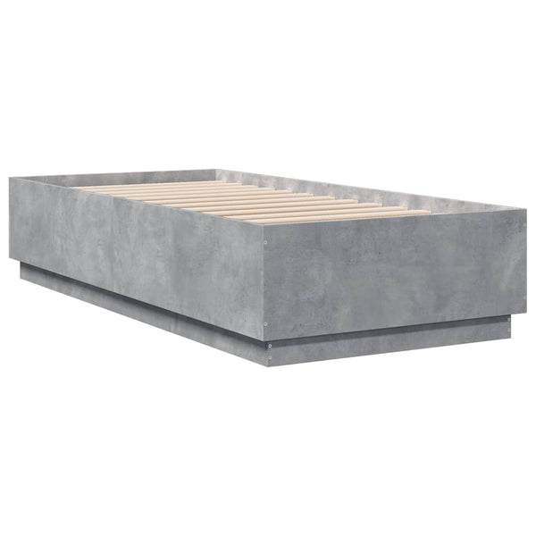 vidaXL Bed Frame with LED Concrete Grey 100x200 cm Engineered Wood
