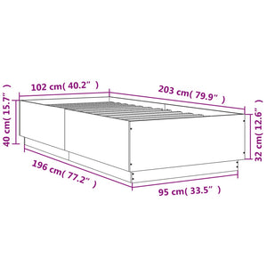 vidaXL Bed Frame with LED Concrete Grey 100x200 cm Engineered Wood