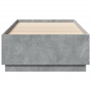 vidaXL Bed Frame with LED Concrete Grey 100x200 cm Engineered Wood