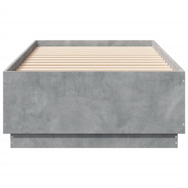 vidaXL Bed Frame with LED Concrete Grey 100x200 cm Engineered Wood