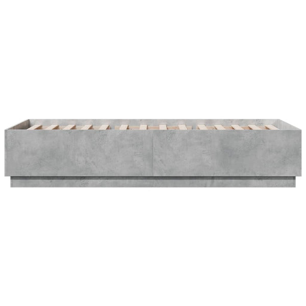 vidaXL Bed Frame with LED Concrete Grey 100x200 cm Engineered Wood