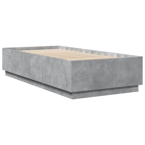 vidaXL Bed Frame with LED Concrete Grey 100x200 cm Engineered Wood