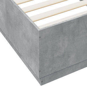 vidaXL Bed Frame with LED Concrete Grey 100x200 cm Engineered Wood