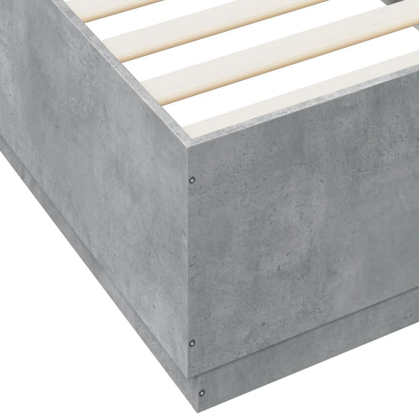 vidaXL Bed Frame with LED Concrete Grey 100x200 cm Engineered Wood