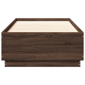 vidaXL LED Bed Frame Brown Oak-Effect 100x200 cm Engineered Wood