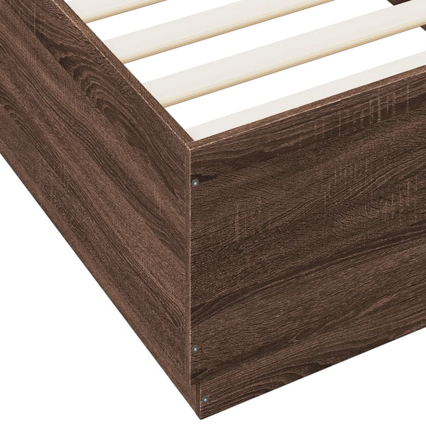 vidaXL LED Bed Frame Brown Oak-Effect 100x200 cm Engineered Wood