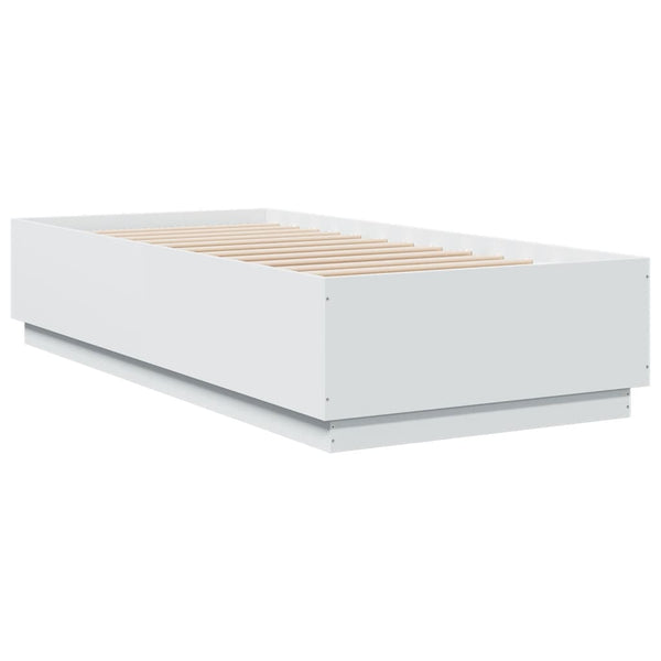 vidaXL LED Bed Frame White 90x200 cm Engineered Wood