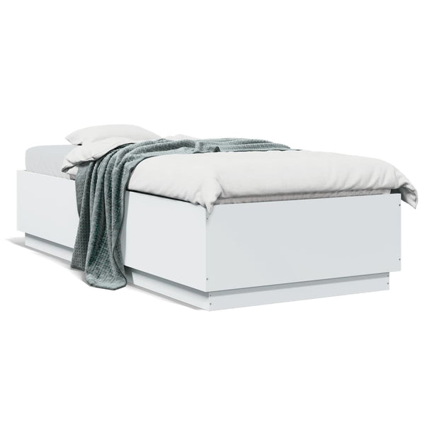vidaXL LED Bed Frame White 90x200 cm Engineered Wood