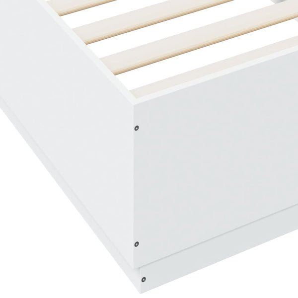 vidaXL LED Bed Frame White 90x200 cm Engineered Wood