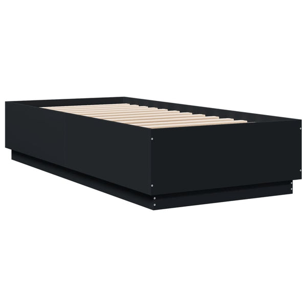 vidaXL LED Bed Frame Black 90x200 cm Engineered Wood
