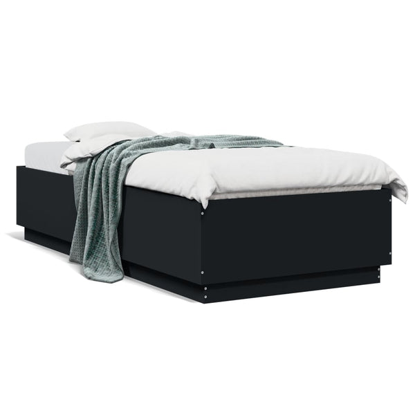 vidaXL LED Bed Frame Black 90x200 cm Engineered Wood