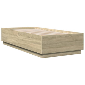 vidaXL Bed Frame with LED Sonoma Oak 90x200 cm Engineered Wood