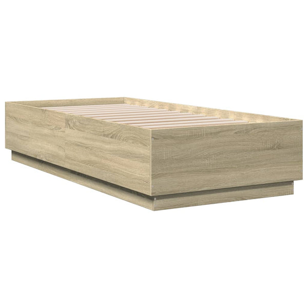 vidaXL Bed Frame with LED Sonoma Oak 90x200 cm Engineered Wood