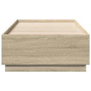 vidaXL Bed Frame with LED Sonoma Oak 90x200 cm Engineered Wood