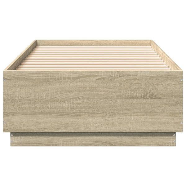 vidaXL Bed Frame with LED Sonoma Oak 90x200 cm Engineered Wood