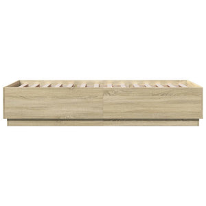 vidaXL Bed Frame with LED Sonoma Oak 90x200 cm Engineered Wood