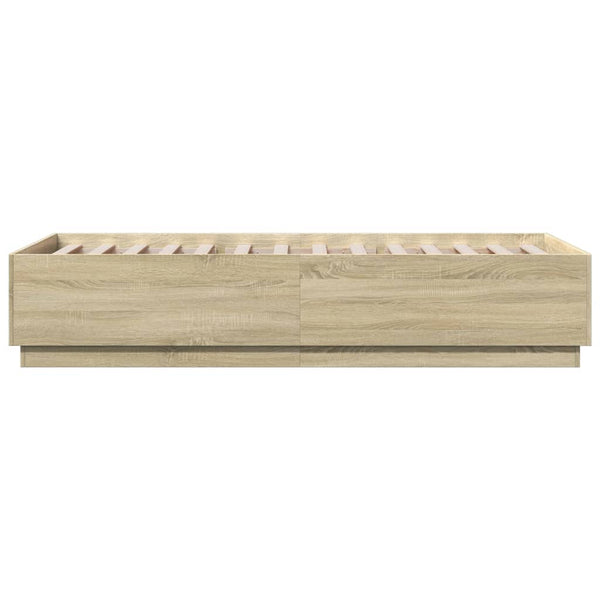 vidaXL Bed Frame with LED Sonoma Oak 90x200 cm Engineered Wood