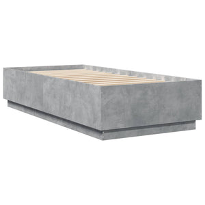 vidaXL Bed Frame with LED Concrete Grey 90x200 cm Engineered Wood
