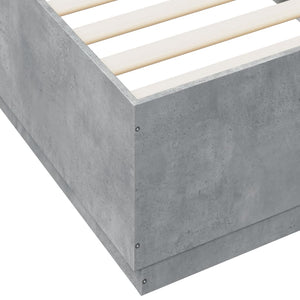 vidaXL Bed Frame with LED Concrete Grey 90x200 cm Engineered Wood