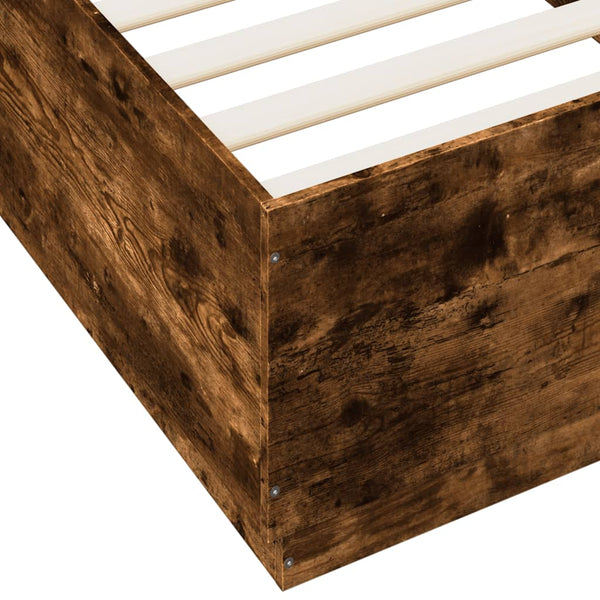vidaXL Bed Frame with LED Smoked Oak 90x200 cm Engineered Wood