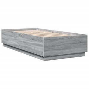 vidaXL LED Bed Frame Grey Sonoma 90x200 cm Engineered Wood