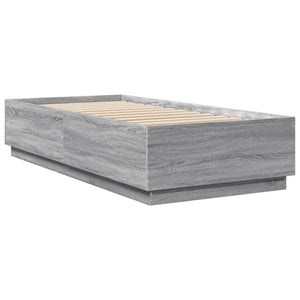 vidaXL LED Bed Frame Grey Sonoma 90x200 cm Engineered Wood