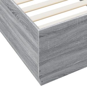 vidaXL LED Bed Frame Grey Sonoma 90x200 cm Engineered Wood