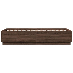 vidaXL Bed Frame with LED Brown Oak Effect 90x200 cm Engineered Wood