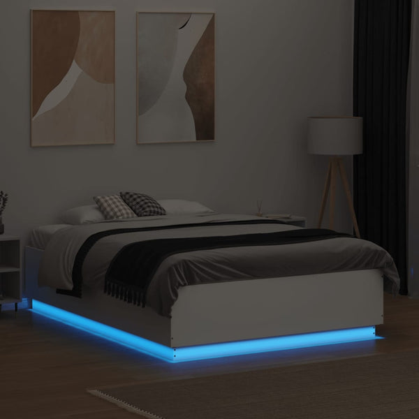 vidaXL LED Bed Frame White 140x190 cm Engineered Wood