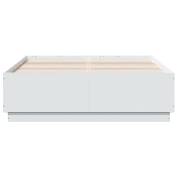 vidaXL LED Bed Frame White 140x190 cm Engineered Wood