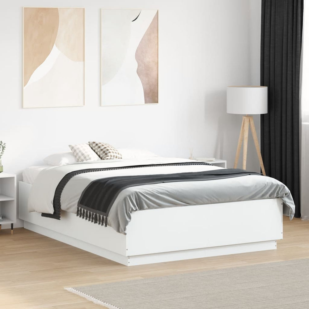 vidaXL LED Bed Frame White 140x190 cm Engineered Wood