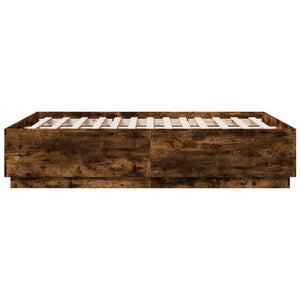 vidaXL Bed Frame with LED Smoked Oak 140x190 cm Engineered Wood